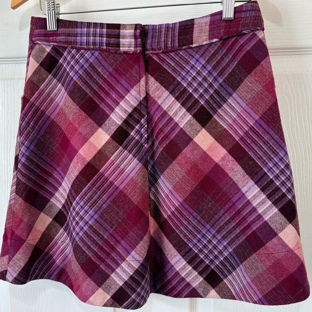 H&M Purple Plaid Wool A-Line School Girl Mini Skirt Size 8 - Picture 4 of 6